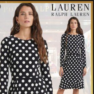 Lauren by Ralph Lauren Longsleeve Black Dot Dress
